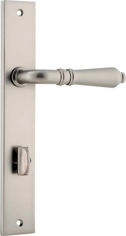 IVER Sarlat Lever Door Handle On Rectangular Backplate | Privacy Lever Set Only | 10 Finishes - Satin Nickel