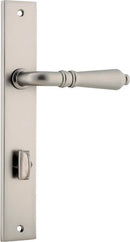 IVER Sarlat Lever Door Handle On Rectangular Backplate | Privacy Lever Set Only | 10 Finishes - Satin Nickel