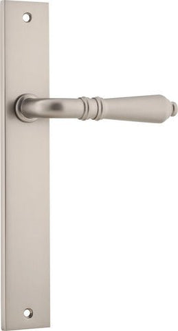 IVER Sarlat Lever Door Handle On Rectangular Backplate | Passage Lever Set Only | 10 Finishes - Satin Nickel