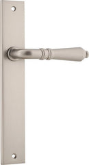 IVER Sarlat Lever Door Handle On Rectangular Backplate | Passage Lever Set Only | 10 Finishes - Satin Nickel