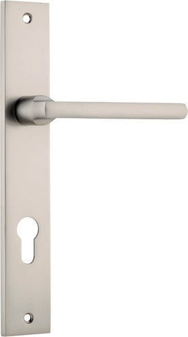 IVER Baltimore Door Lever Handle On Rectangular Backplate | Entrance- Lever Only | 7 Finishes - Satin Nickel
