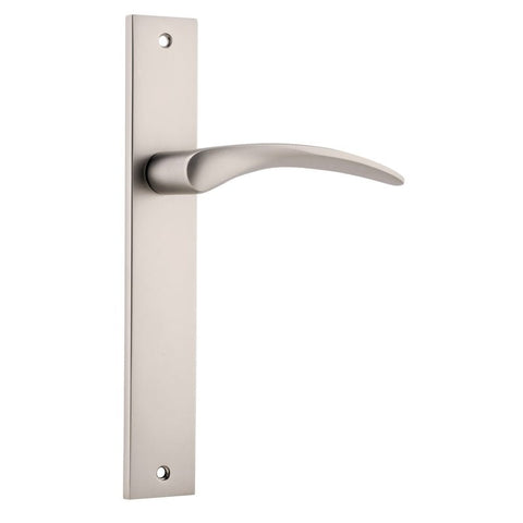 IVER Oxford Door Lever Handle On Rectangular Backplate | Passage Lever Set Only | 4 Finishes - Satin Nickel