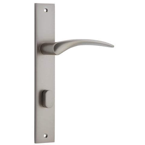 IVER Oxford Door Lever Handle On Rectangular Backplate | Privacy Lever Set Only | 4 Finishes - Satin Nickel