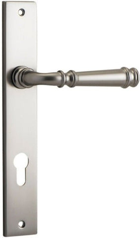 IVER Verona Door Lever Handle On Rectangular Backplate | Entrance Lever Set Only | 9 Finishes - Satin Nickel