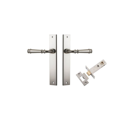 IVER Verona Door Lever Handle On Rectangular Backplate | Passage Kit | 9 Finishes - Satin Nickel