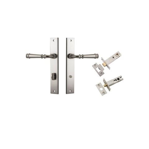 IVER Verona Door Lever Handle On Rectangular Backplate | Separate Privacy Kit | 9 Finishes - Satin Nickel