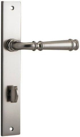 IVER Verona Door Lever Handle On Rectangular Backplate | Privacy Lever Set Only | 9 Finishes - Satin Nickel