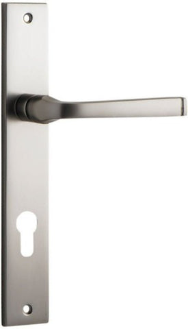 IVER Annecy Door Lever Handle On Rectangular Backplate | Entrance Lever Set Only | 9 Finishes - Satin Nickel