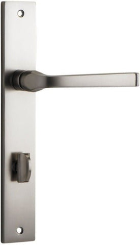 IVER Annecy Door Lever Handle On Rectangular Backplate | Privacy Lever Set Only | 9 Finishes - Satin Nickel