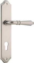 IVER Sarlat Lever Door Handle On Shouldered Backplate | Entrance Lever Set Only | 10 Finishes - Satin Nickel