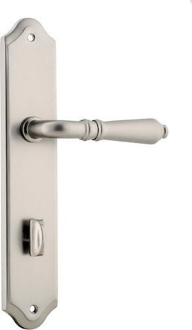 IVER Sarlat Lever Door Handle On Shouldered Backplate | Privacy Lever Set Only | 10 Finishes - Satin Nickel