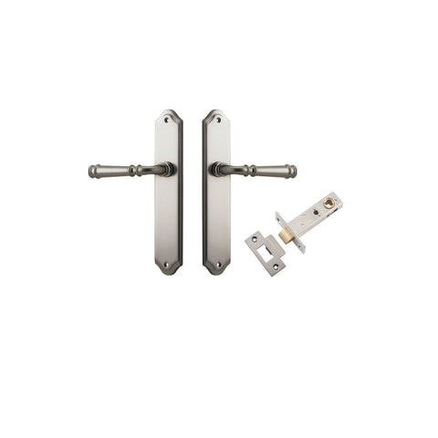 IVER Verona Door Lever Handle On Shouldered Backplate | Passage Kit | 9 Finishes - Satin Nickel