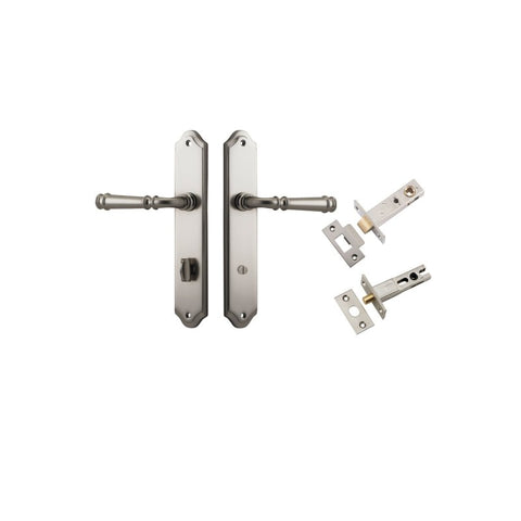 IVER Verona Door Lever Handle On Shouldered Backplate | Separate Privacy Kit | 9 Finishes - Satin Nickel