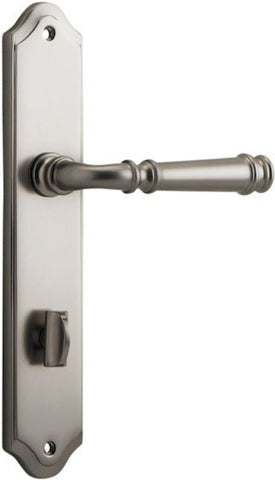 IVER Verona Door Lever Handle On Shouldered Backplate | Privacy Lever Set Only | 9 Finishes - Satin Nickel