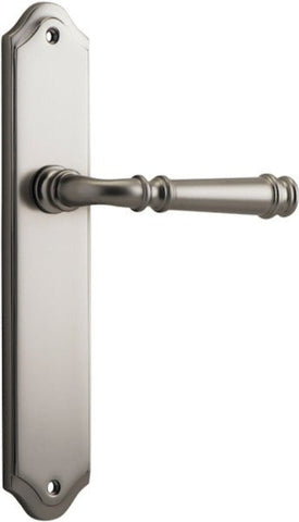 IVER Verona Door Lever Handle On Shouldered Backplate | Passage Lever Set Only | 9 Finishes - Satin Nickel