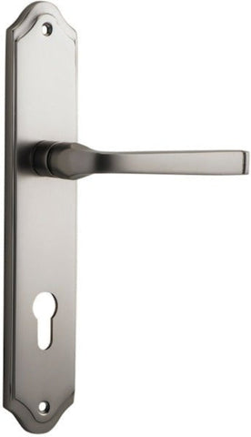 IVER Annecy Door Lever Handle On Shouldered Backplate | Entrance Lever Set Only | 9 Finishes - Satin Nickel