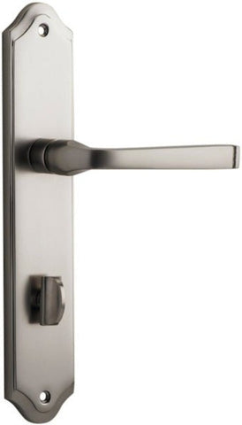 IVER Annecy Door Lever Handle On Shouldered Backplate | Privacy Lever Set Only | 9 Finishes - Satin Nickel