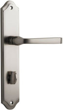 IVER Annecy Door Lever Handle On Shouldered Backplate | Privacy Lever Set Only | 9 Finishes - Satin Nickel
