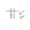 Iver Sarlat Solid Brass Door Lever on Oval Backplate | Separate Privacy Kit | 10 Finishes - Satin Nickel