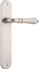 Iver Sarlat Solid Brass Door Lever on Oval Backplate | Passage Lever Set Only | 10 Finishes - Satin Nickel