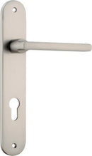 Iver Baltimore Solid Brass Door Lever on Oval Backplate | Entrance Lever Set Only | 7 Finishes - Satin Nickel