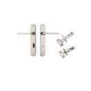 Iver Baltimore Solid Brass Door Lever on Oval Backplate | Separate Privacy Kit | 7 Finishes - Satin Nickel