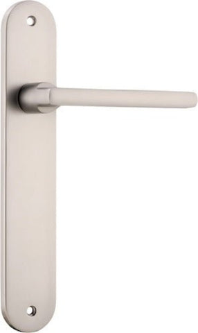 Iver Baltimore Solid Brass Door Lever on Oval Backplate | Passage Lever Set Only | 7 Finishes - Satin Nickel