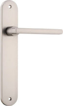 Iver Baltimore Solid Brass Door Lever on Oval Backplate | Passage Lever Set Only | 7 Finishes - Satin Nickel
