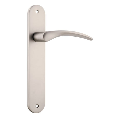 Iver Oxford Solid Brass Door Lever on Oval Backplate | Passage Lever Set Only | 4 Finishes - Satin Nickel