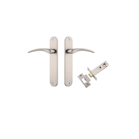 Iver Oxford Solid Brass Door Lever on Oval Backplate | Passage Kit | 4 Finishes - Satin Nickel