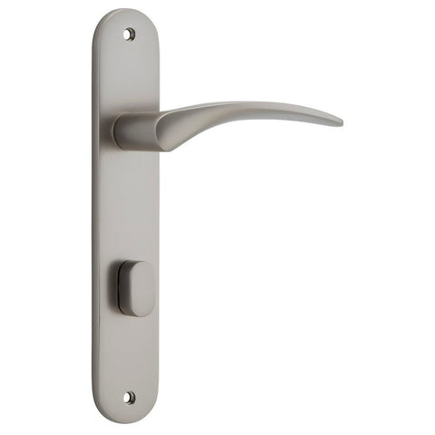 Iver Oxford Solid Brass Door Lever on Oval Backplate | Privacy Lever Set Only | 4 Finishes - Satin Nickel