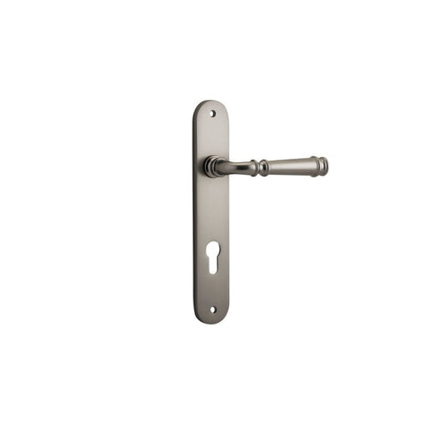 Iver Verona Solid Brass Door Lever on Oval Backplate | Entrance Lever Set Only | 9 Finishes - Satin Nickel