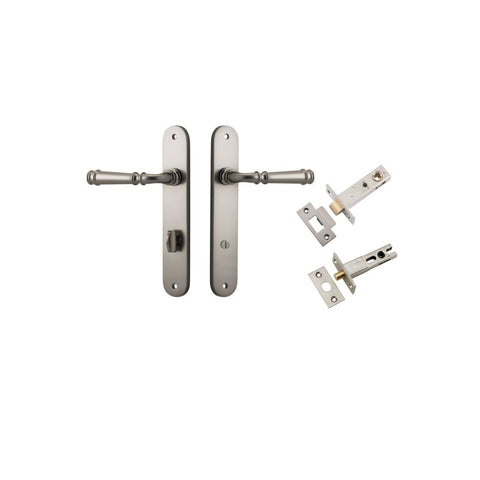 Iver Verona Solid Brass Door Lever on Oval Backplate | Separate Privacy Kit | 9 Finishes - Satin Nickel