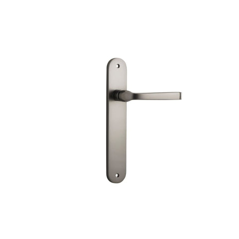 Iver Annecy Solid Brass Door Lever on Oval Backplate | Passage Lever Set Only | 9 Finishes - Satin Nickel