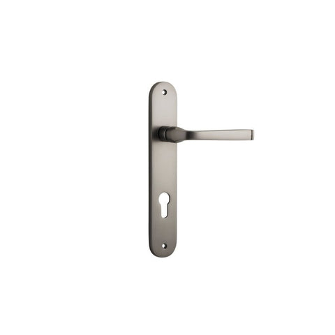 Iver Annecy Solid Brass Door Lever on Oval Backplate | Entrance Lever Set Only | 9 Finishes - Satin Nickel