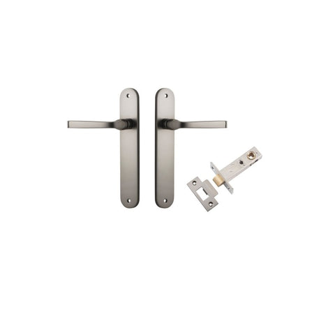 Iver Annecy Solid Brass Door Lever on Oval Backplate | Passage Kit | 9 Finishes - Satin Nickel