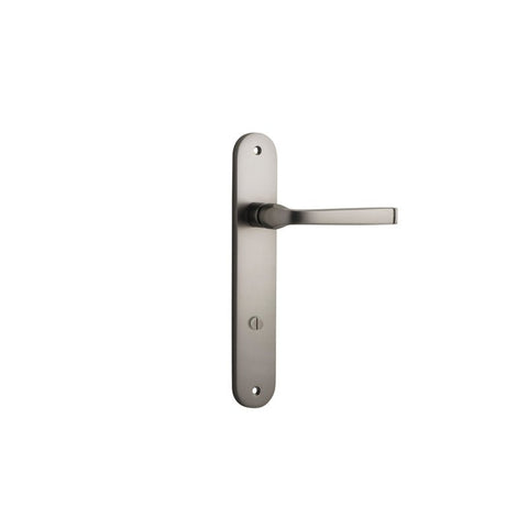 Iver Annecy Solid Brass Door Lever on Oval Backplate | Privacy Lever Set Only | 9 Finishes - Satin Nickel