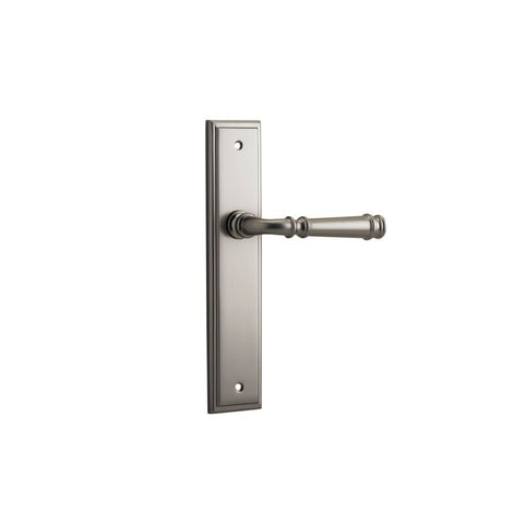 IVER Verona Door Lever Handle On Stepped Backplate | Passage Lever Set Only | 9 Finishes - Satin Nickel