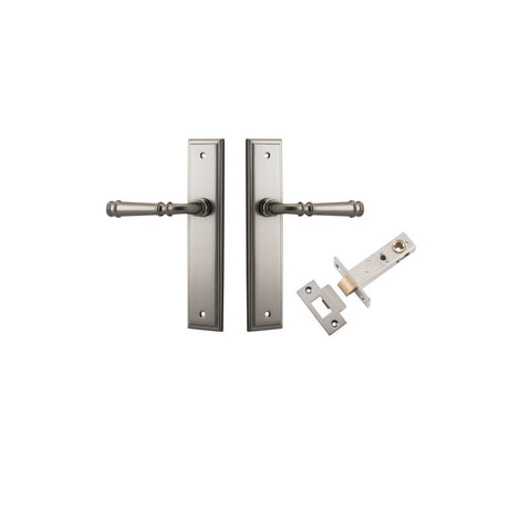 IVER Verona Door Lever Handle On Stepped Backplate | Passage Kit | 9 Finishes - Satin Nickel