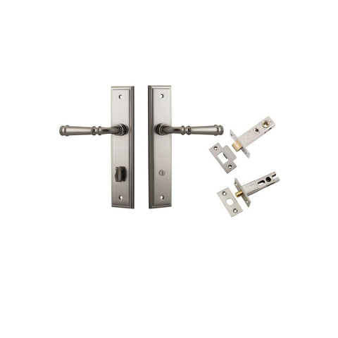 IVER Verona Door Lever Handle On Stepped Backplate | Separate Privacy Kit | 9 Finishes - Satin Nickel
