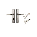 IVER Verona Door Lever Handle On Stepped Backplate | Separate Privacy Kit | 9 Finishes - Satin Nickel