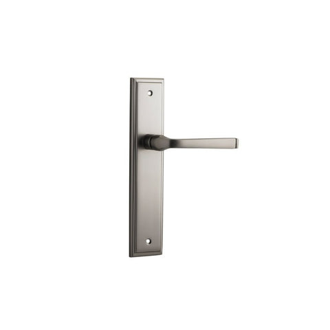 IVER Annecy Door Lever Handle On Stepped Backplate | Passage Lever Set Only | 9 Finishes - Satin Nickel