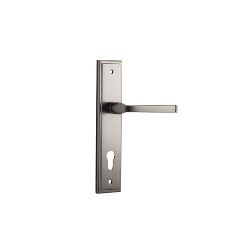 IVER Annecy Door Lever Handle On Stepped Backplate | Entrance Lever Set Only | 9 Finishes - Satin Nickel