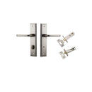 IVER Annecy Door Lever Handle On Stepped Backplate | Separate Privacy Kit | 9 Finishes - Satin Nickel