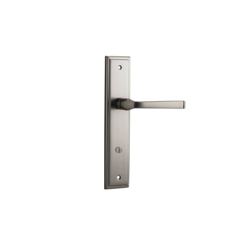IVER Annecy Door Lever Handle On Stepped Backplate | Privacy Lever Set Only | 9 Finishes - Satin Nickel