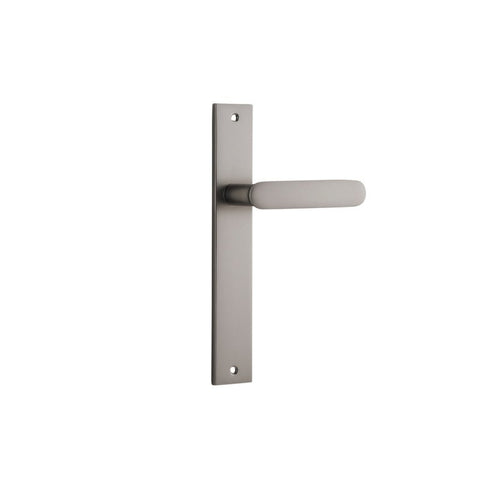 IVER Bronte Door Lever Handle On Rectangular Backplate | Passage Lever Set Only | 7 Finishes - Satin Nickel
