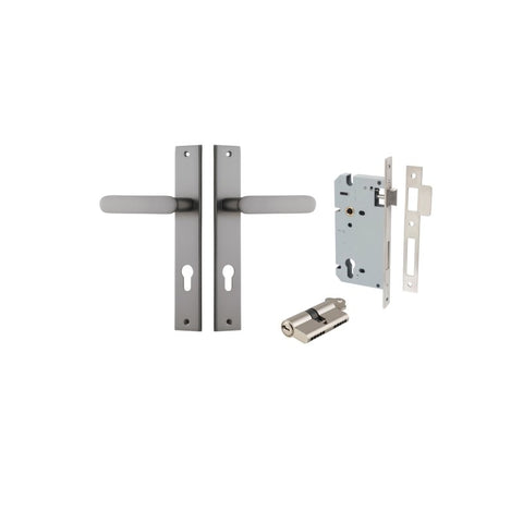 IVER Bronte Door Lever Handle On Rectangular Backplate | Entrance Kit (Key/Key) | 7 Finishes - Satin Nickel