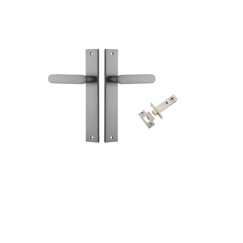 IVER Bronte Door Lever Handle On Rectangular Backplate | Passage Kit | 7 Finishes - Satin Nickel