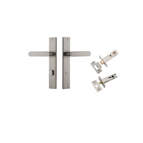 IVER Bronte Door Lever Handle On Rectangular Backplate | Separate Privacy Kit | 7 Finishes - Satin Nickel