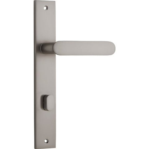 IVER Bronte Door Lever Handle On Rectangular Backplate | Privacy Lever Set Only | 7 Finishes - Satin Nickel